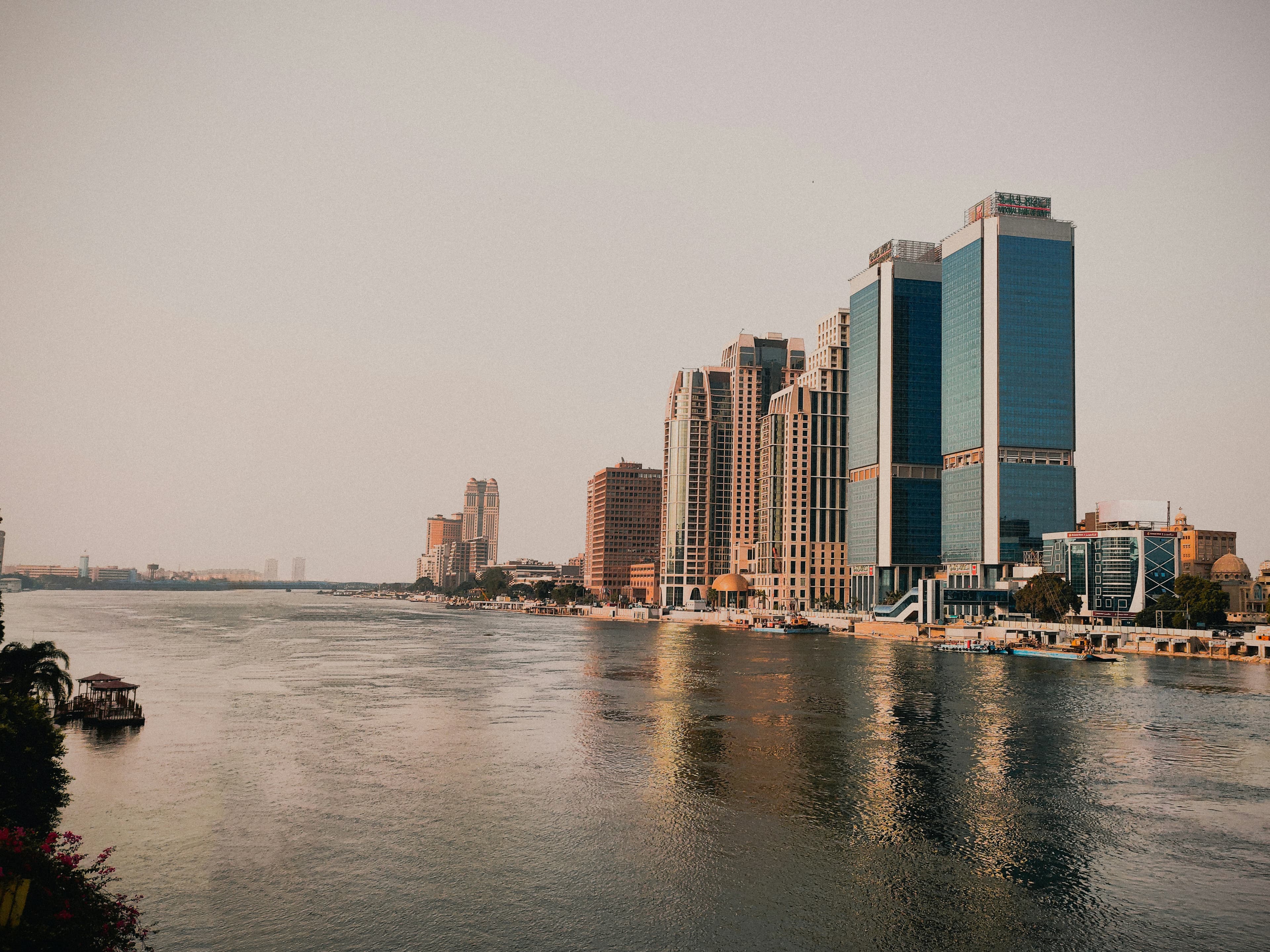The Nile and the Cairo skyline at golden hour